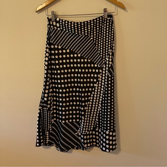 Express Mixed Polka Dot Patchwork Print Satin Midi Skirt Black White NWT-Small - Picture 3 of 13